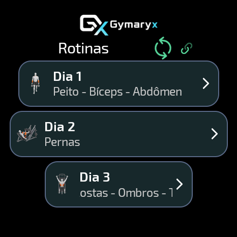 Lista de rotinas no app Gymaryx para Wear OS