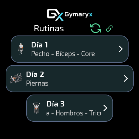 Lista de rutinas en la app de Gymaryx para Wear OS